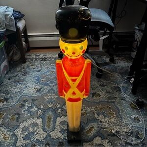 Vintage Blow Mold Toy Soldier Light Up General Foam Christmas Decoration 32" GUC